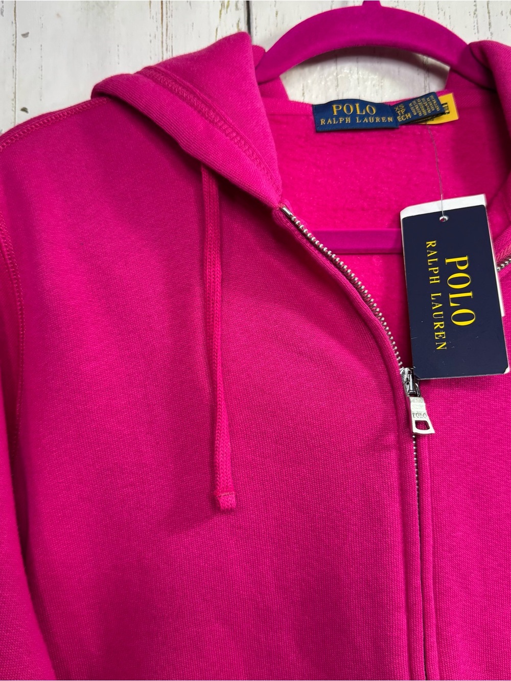Polo Ralph Lauren Hot Pink Full Zip Hoodie Size XS NWT Preppy Pony Logo Sporty - Picture 2 of 14